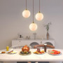ZTTECH Lampe à Pendentif Moderne 3 Lumières en Verre Blanc Suspension Dorée Hauteur Réglable Douille E27 pour Îlot de Cuisine Sa