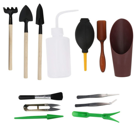 13 Pièces Mini Jardin Main Ciseaux Ensemble Creuser arrosage Plantation Pelle succulente Outil Miniature Plantation Jardinage Ou