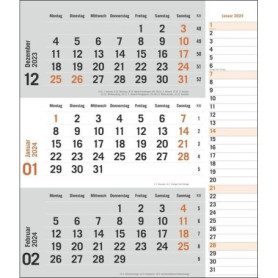 Agenda mural 2024 2024 orange pratique avec curseur de date, calendrier de bureau avec colonne de notes et aperçu de l'année, ca