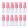 12 PCS 10ML 0.35OZ Vide Fillable Transparent Lotion Bouteille Rose Tête De Pompe Liquide Fondation Isolation Bocal Cosmétique Fa