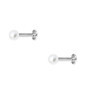 DENI 2 piercings pour tragus, labret avec boule perle synthétique de 3 mm, bâton long 8 mm, épaisseur standard 1,2 mm., 8mm larg
