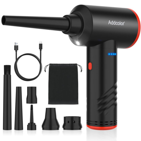 ADDCOLOR Souffleur Air Comprimé, Air Comprimé Duster 3 Vitesses, MAX. 100 000 tr/min, 6000 mAh Batterie Plumeau Air, Dépoussiéra