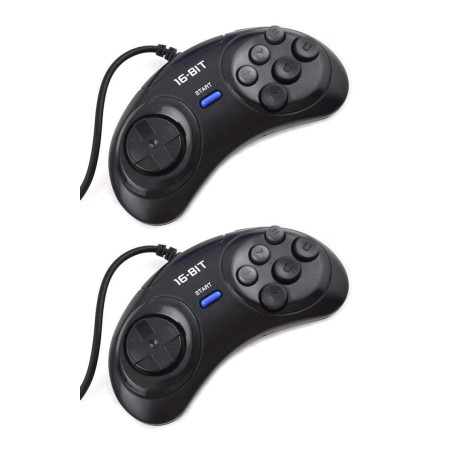 Link-e : 2 X manette 6 boutons compatible avec console de jeu SEGA Megadrive, Genesis, Master System