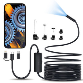 iWarmbase Endoscopique Caméra d'inspection de Serpent 1080P, 3 en 1 USB Camera Endoscopique, Type C de portée avec 8 lumières LE