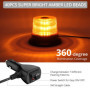 40W Gyrophare LED Orange, Justech 40 LEDs Gyrophare Magnétique E-Mark IP67 Étanche pour 12V/24V VéhiculePhare d'Avertissement Cl