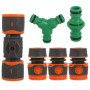prota Lot de 6 raccords de tuyau d'arrosage - Double prise - Avec valve de régulation