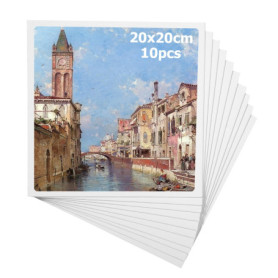 Toile Peinture 20x20cm(10 pièces),3 mm d'épaisseur,Toiles en Coton pour Tableau Peinture, pour Enfants, Débutants et Artistes