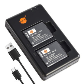 DSTE Lot de 2 chargeurs de Batterie VW-VBX090 (1400 mAh/3,7 V) compatibles avec Panasonic HX-WA03, HX-WA2, HX-WA2GKHX-WA20, HX-W