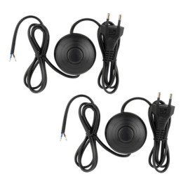 GERUI Lot de 2 interrupteurs à pied pour lampe avec bouton poussoir auto-bloquant, pour petits appareils ou lampes, noir, câble 