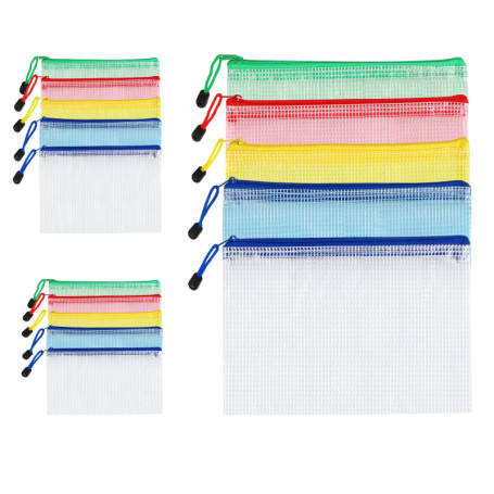 Set 15 pochette plastique A4, A5, A6 zippées étanches – Pochette rangement papier, pochette plastique zippée, porte document, ra