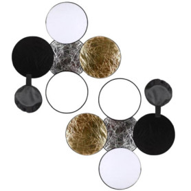 Lot de 2 5-en-1 Photographie Diffuseur，Panneau Réflecteur Photo Pliable，pour L'Éclairage Photo en Studio Ou Extérieur.