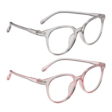 SLEEKEE Pack De 2 Lunettes Rondes, Lunettes Enfant, Lunettes Anti Lumière Bleue, Lunettes Design Simple, Lunettes Mode