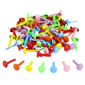 MAXQUU Lot de 250 clous à deux pieds, pinces à motif rondes, trombones, clous de roue de scrapbooking, fermetures en papier méta