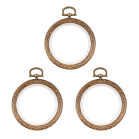 CHROMACRAFT Cadre De Broderie 3 Pièces, Cadre De Broderie Imitation Bois, Cadre Rond pour Point De Croix, Anneau De Fixation pou