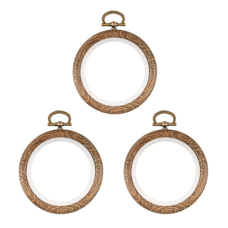 CHROMACRAFT Cadre De Broderie 3 Pièces, Cadre De Broderie Imitation Bois, Cadre Rond pour Point De Croix, Anneau De Fixation pou