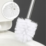 Lot de 2 brosses WC avec manche en acier inoxydable, brosse WC à long manche, diamètre 8 cm, tête de brosse remplaçable (blanc)