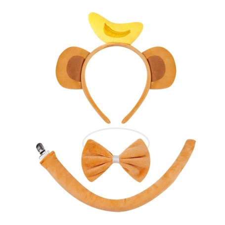 OAOSDH Bandeau De Singe De 1 Pièce, Nœud Papillon 1 Pièce Et Queue 1 Pièce, Accessoires De Costumes De Singe, Accessoires en Pel