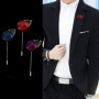 Revers Fleur Pin,6 Pack Boutonnière Revers pour Homme Boutonnière Fleur en Satin Épinglette Fleur Broches pour Hommes Costume Ma