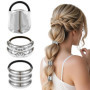 YUBBYSTU 3 Pièces Manchette de Cheveux, Attache Cheveux Femme en Métal, argenté Bijoux Cheveux, Elastique Cheveux pour Queue de 