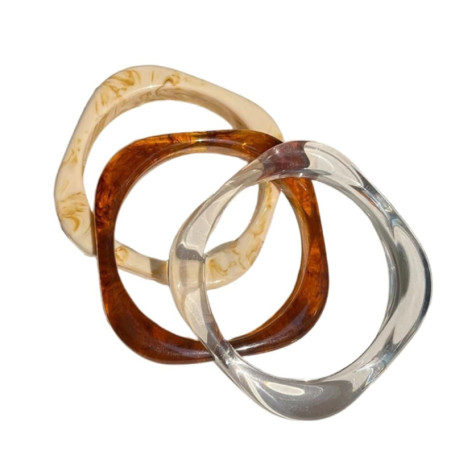 XFSRG Set de Bracelets en Résine 3 Bracelets Géométriques Minimalistes Transparent Marron et Crème Accessoires Mode Femme Légers