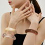 XFSRG Set de Bracelets en Résine 3 Bracelets Géométriques Minimalistes Transparent Marron et Crème Accessoires Mode Femme Légers