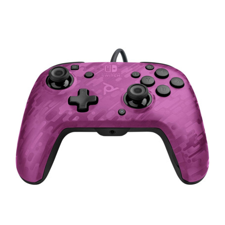 Pdp Gaming Faceoff deluxe+ Filaire Switch Pro Manette - Violet Camo - Licence Officiel By Nintendo - Customizable Buttons And Pa