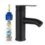Noir Robinet de Salle de Bain,Noir Mat Mitigeur Lavabo Acier Inoxydable,Robinet de Lavabo avec Eau Froide Chaude Disponible,avec