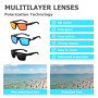 WNTJN 3 Pièces Lunettes de Soleil Polarisées Homme Femme, Lunettes Carrés de Soleil Tendance UV Protection, Objectifs Haute DéFi