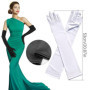 ZYEKIU 2 Pcs Gants Longs Femme Satin Opéra Classique Fête Longs Élégants, Gants Accessoire Valentin Moufles, Années 1920 Style p