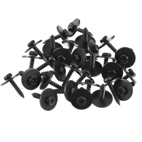 sourcingmap 20Pcs Noir Métal Vis Corps Pare-boue Pare-chocs Capote Clip de Fixation
