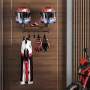 Porte Casque Moto Mural, support mural rétro avec planches en bois, 2 supports de casque pour gilet tactique, casque, plaque, mo