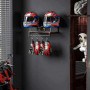 Porte Casque Moto Mural, support mural rétro avec planches en bois, 2 supports de casque pour gilet tactique, casque, plaque, mo