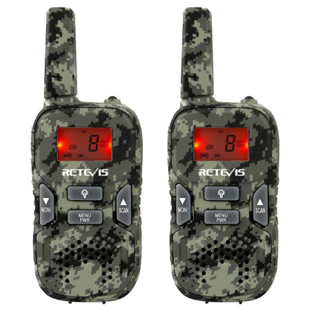 Retevis RT33 Talkie Walkie Enfant, Jouet pour 6-12 Ans Enfant, Longue Portée 8 Canaux Lampe de Poche, Cadeaux pour Jeu Chasse Ar