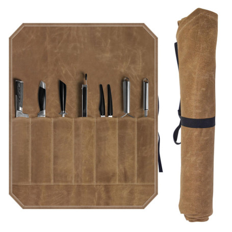 fuxunamz Malette Couteaux Professionnel, Malette Cuisine avec 7 Compartiments, Etui Couteau Professionnel Toile Imperméable Port