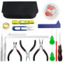 XLX Kit de réparation de 24 pièces avec pince multifonctionnelle et fil de perles pour bijoux Bouddha perles noyer olive