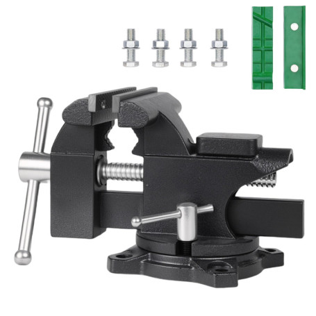 Étau d'établi rotatif à 270° - 110 mm - Haute performance - Avec mâchoires souples multifonctionnelles