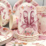Doyomtoy Vaisselle de Fête Ballerine Anniversaire Fille Vaisselle Papier Set Assiettes en Papier Serviettes Tasses pour Fête à T