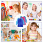 Blouse Peinture Enfant 2Pcs, Tabliers de Peinture pour Enfants 5-8 Ans Imperméables Blouse peinture avec Longues Manches et 3 Po