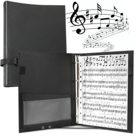 Eyoloty Dossier de musique, dossier de chœur, dossier de chant pour partitions jusqu'à DIN A4, cuir synthétique avec dragonne et