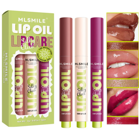 3Pcs Huile à Lèvres Slick Click, Modulable, Léger, Baume à Lèvres Teinté Hydratant, Hydratant Longue Durée Maquillage Repulpant 