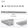 Embout de Tournevis Hexagonale 7pcs, YUHIAKE Embouts Hexagonaux Long, Embout de Vissage Hex H2, H2,5, H3, H4, H5, H6, H8, 100mm 