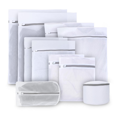 Lot de 10 sacs à linge solides avec fermeture éclair en maille - Idéal pour le linge délicat, les sous-vêtements, les chaussette