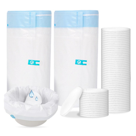 Sacs Chaises Percées: 40 Pièces Sacs De Chaise Percée Et Coussinets Absorbants, Sac Adulte Toilette Sèche, Doublures De Chaise P