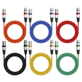 6 Pack Cable XLR, Câble Microphone XLR Male Femelle Symétrique DMX Plug Audio Connector 3 Pin Pour Les Enregistrement Studio (2M