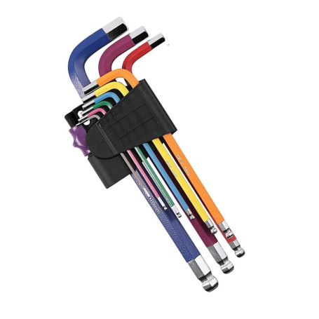 DOETYD Lot de 9 clés Allen métriques hexagonales de 1,5 à 10 mm, antidérapantes à longue extrémité sphérique, avec code couleur,