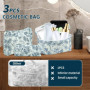 3 Pièces Trousse de Toilette Femme en Coton Matelassé, Ensemble de Sacs à Cosmétiques de Voyage avec Motif Floral, Grand Sac à M