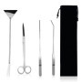 LUMITRRA Aquarium Kit Outil, INOX Aquarium Tank Plante Aquatique Outils, Scissors, Spatula avec Sac de Rangement Set pour Élagag