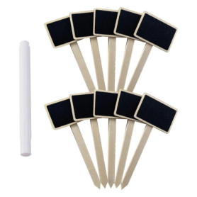 20 Pièce Étiquettes de Plantes en bois, Etiquette Jardin Exterieur en Forme de T, Tableau Noir Avec Stylo de Marquage, Pour Plan