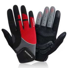 4UMOR Gants Cyclisme avec Gel Rembourré Doigt Complet - Gants Sport Respirant Souple Anti-Choc à Écran Tactile pour Vélo, VTT, B
