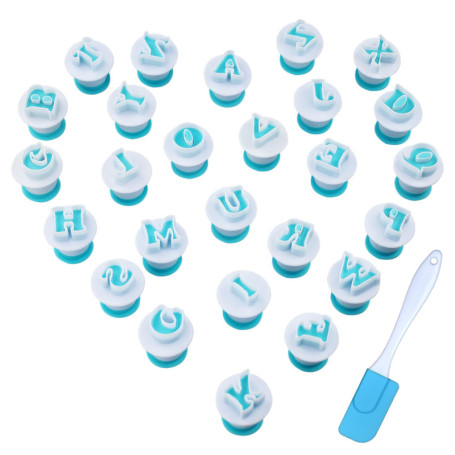 Lot de 26pcs Emporte-Pièce, Lettres Alphabet Découpoirs pour Décoration Pâte à Sucre, Biscuit, Gteau, Ustensiles à Pâtisserie - 